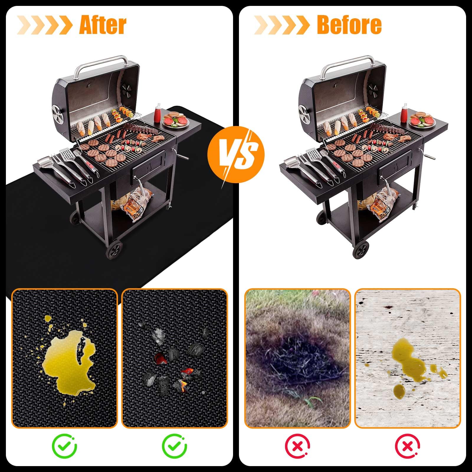 THMINS 80X48 Inches Extra Large Under Grill Mat for Outdoor Grill