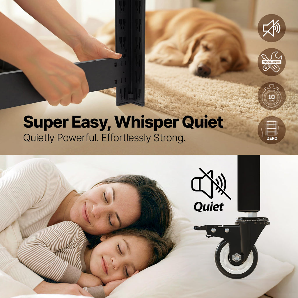 HOMEDANT House Black 36.2" W 5 Tier Rolling Storage Shelves Metal Cart