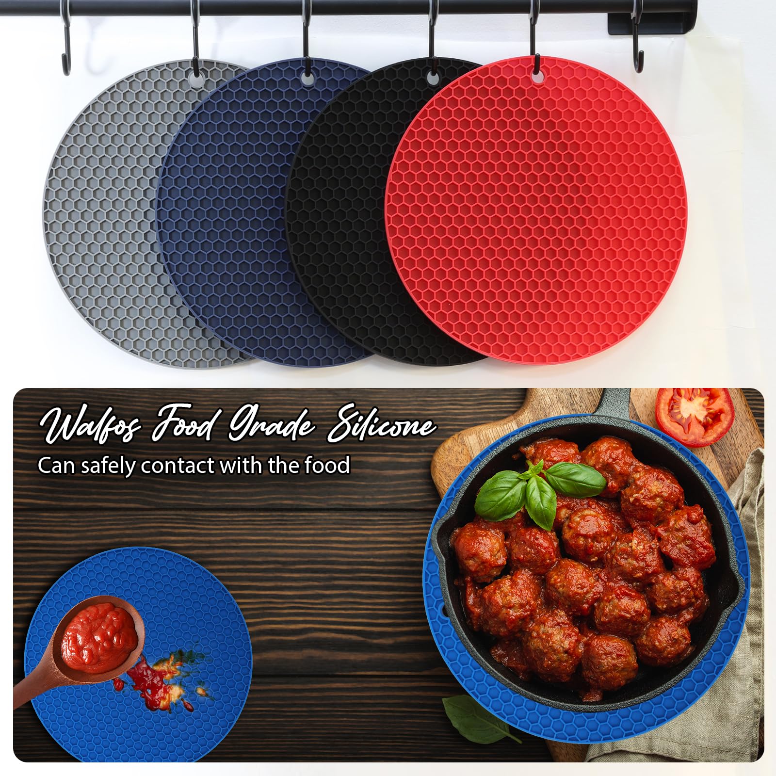 Joyhalo 4 Pack Silicone Trivet for Hot Dishes