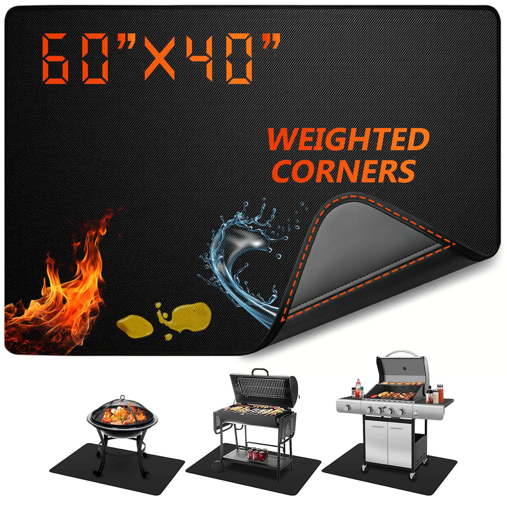 Epinovo Under Grill Mat for Outdoor Grill Fireproof Deck Protector 60"x40"