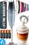 Zulay Kitchen Powerful Milk Frother Wand With Duracell Batteries - Ultra Fast Handheld Drink Mixer - Electric Whisk Foam Maker for Coffee, Lattes, Cappuccino & Matcha - Z1 Motor - Storm Blend