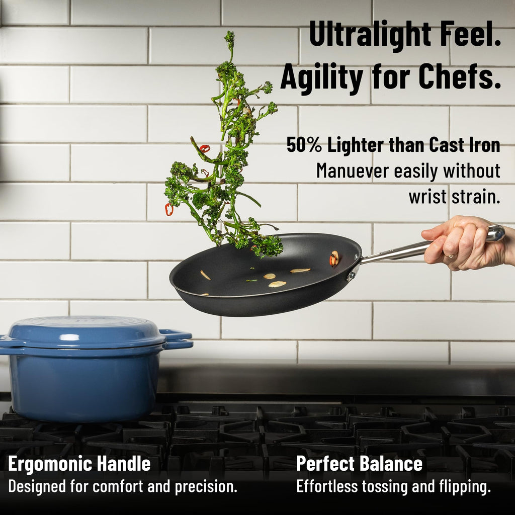 Misen Carbon Nonstick™ Skillet - Nitrided Carbon Steel - Professional Alternative to Teflon - 1100°F High Heat Ready - Easy Release - Induction, Oven, & Grill Safe - 8 Inch