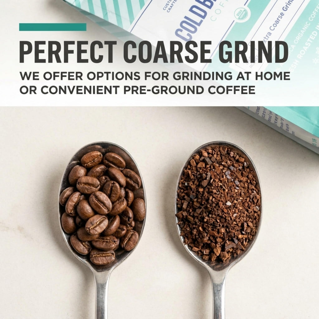Cold Brew Organic Coarse Ground Coffee, Colombian Supremo, Dark Roast, Coarse Grind for Cold Brew Coffee & French Press,1 LB