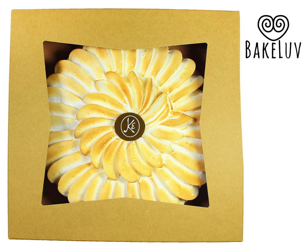 BAKELUV Pie Boxes for 9 Inch Pie | Brown, 12 Pack | 9x9x2.5 Bakery Box with Window, 9x9 Cookie Box, 9 Inch Pastry Boxes with Window Bulk, Cake Boxes, Auto Pop Up