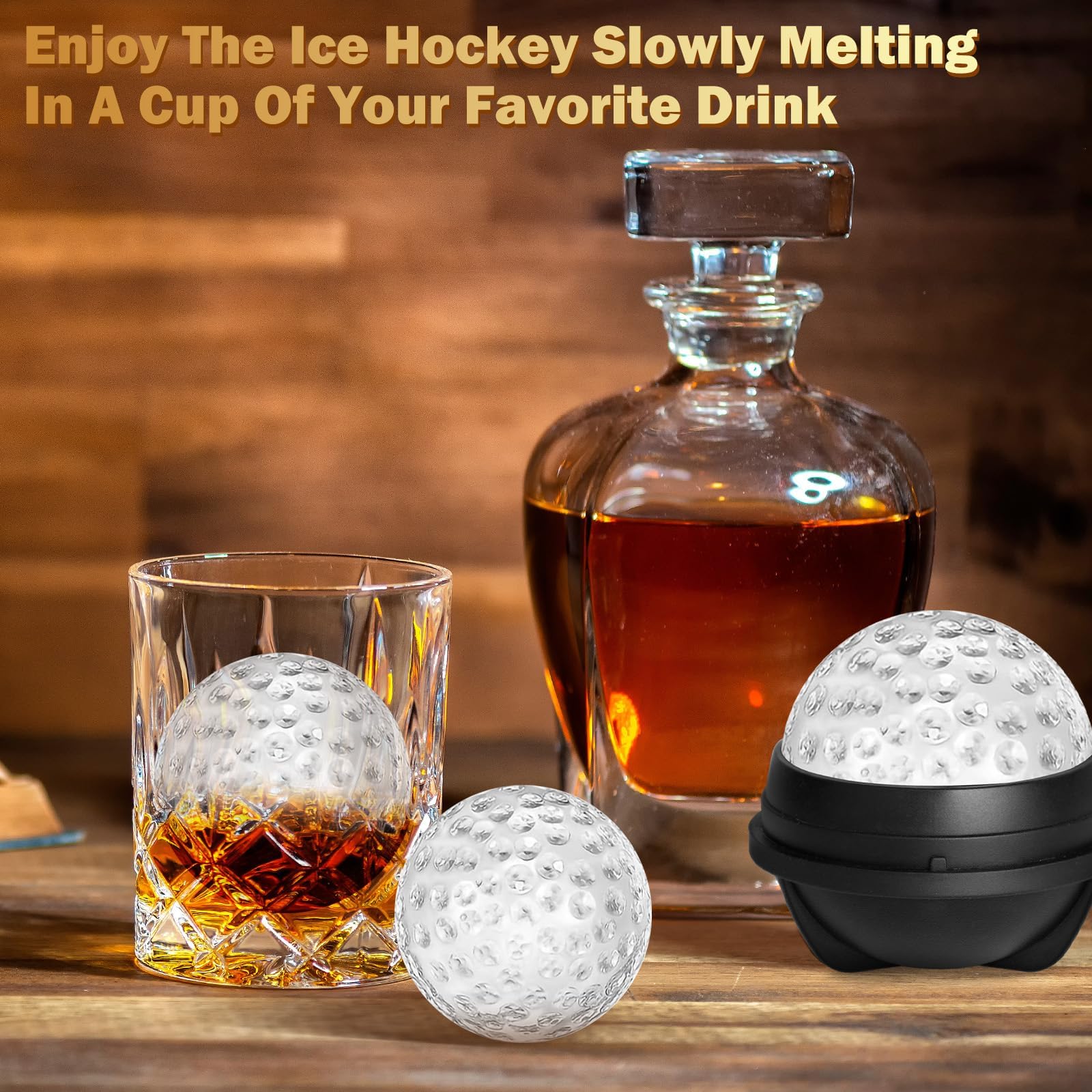 4 Pack Golf Ball Ice Cube Mold 2.5 Inch Large Silicone 3D Golf Ball Ice Cube Molds Novelty Golf Ball Cube Molds Christmas Gifts for Cocktails, Bourbon,Brandy, Whiskey (4, Golf Ball)