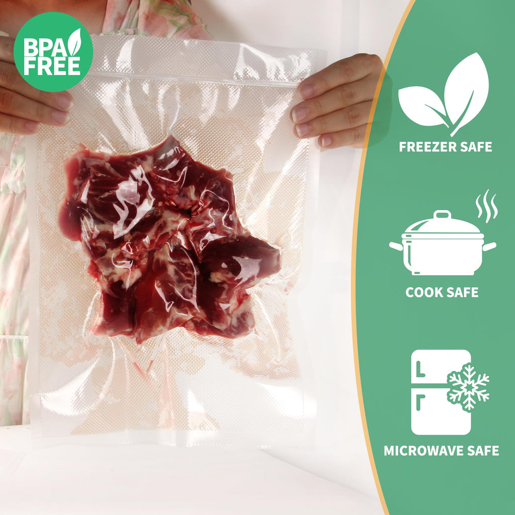 VanruVida Vacuum Sealer Bags,6” x 10” Pre-Cut Pint Size,50 Count for Food Saver,Commercial Grade Textured,BPA Free,Heavy Duty,Great for Vac Storage,Freezer, Meal Prep or Sous Vide