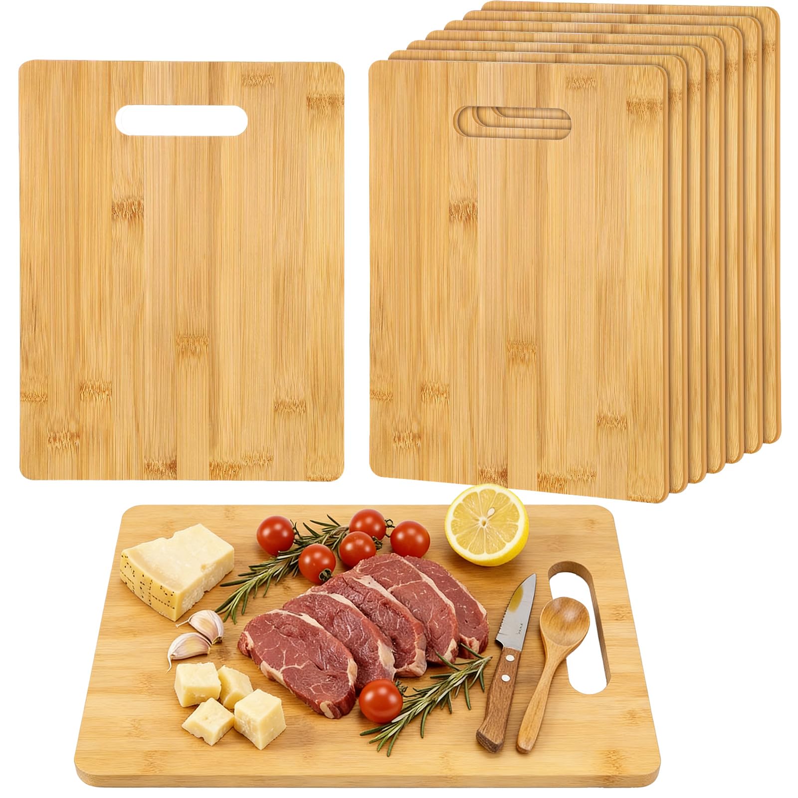 Vesici 18 Pack 14" x 11" Wood Cutting Boards with Handles Laser Engraving Bamboo Cutting Board Blanks Bulk Craft Boards for Wood Burning, Custom Engraving Gifts