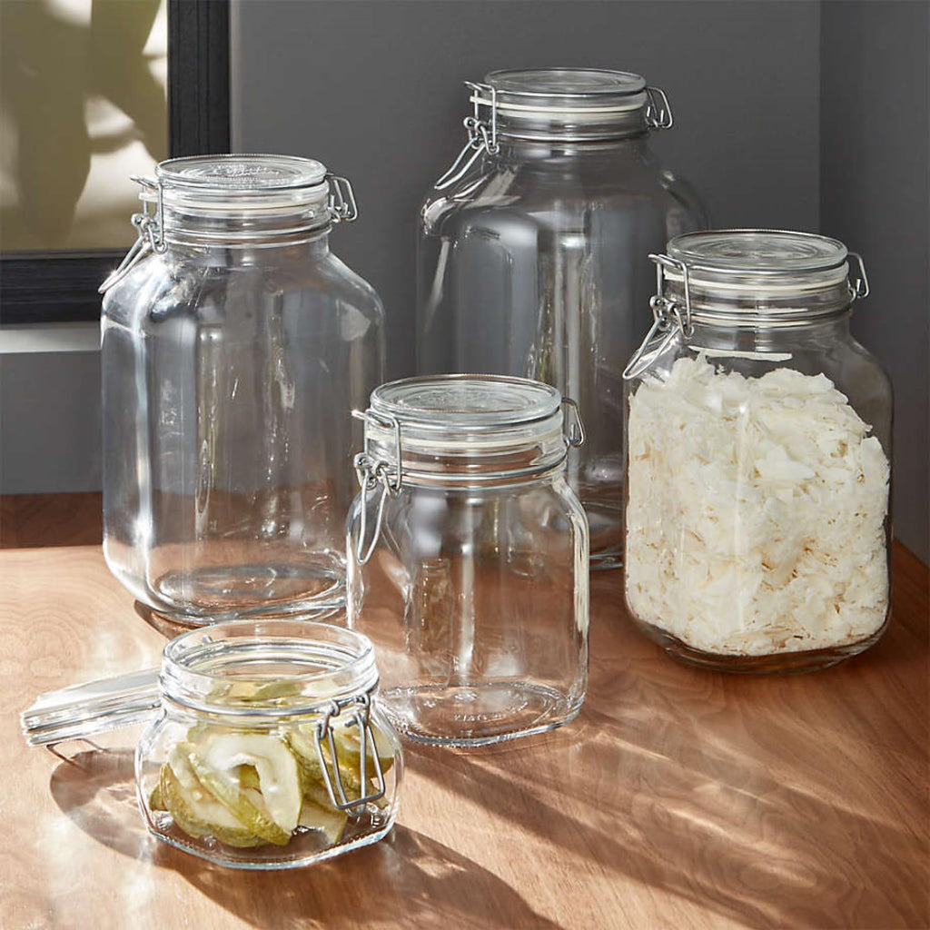 Bormioli Rocco Fido Glass Jars - 17.5 oz Airtight Containers with Clamp Lids & Rubber Seals, BPA-Free Italian Jars for Meal Prep, Overnight Oats, Salads, Smoothies & Healthy Pantry Storage (Set of 2)