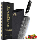 SliceElite Elite Series 7 Inch Nakiri Knife Damascus VG10 Core Forged G10 Handle Polymer Guard Japanese Chef Vegetable Chopping Cleaver Kitchen Knife Sharp Cutting Cooking Tomato Butcher Tool