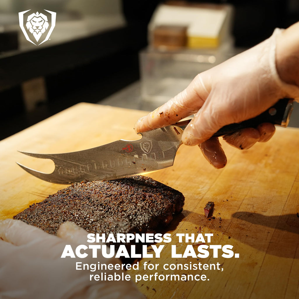 Dalstrong 8" Pitmaster BBQ Knife — Forked Tip & Built-In Bottle Opener — AUS-10V Japanese Steel, 62+ HRC — For Grilling, Smoking & BBQ Service — G10 Handle, Shogun ELITE, customer support