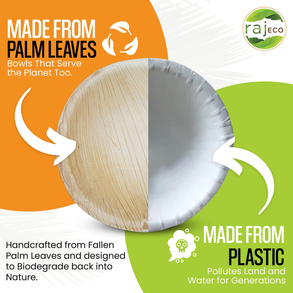 Raj Palm Leaf 4" Round Bowls, 800 Count (8 cases) Bulk Pack