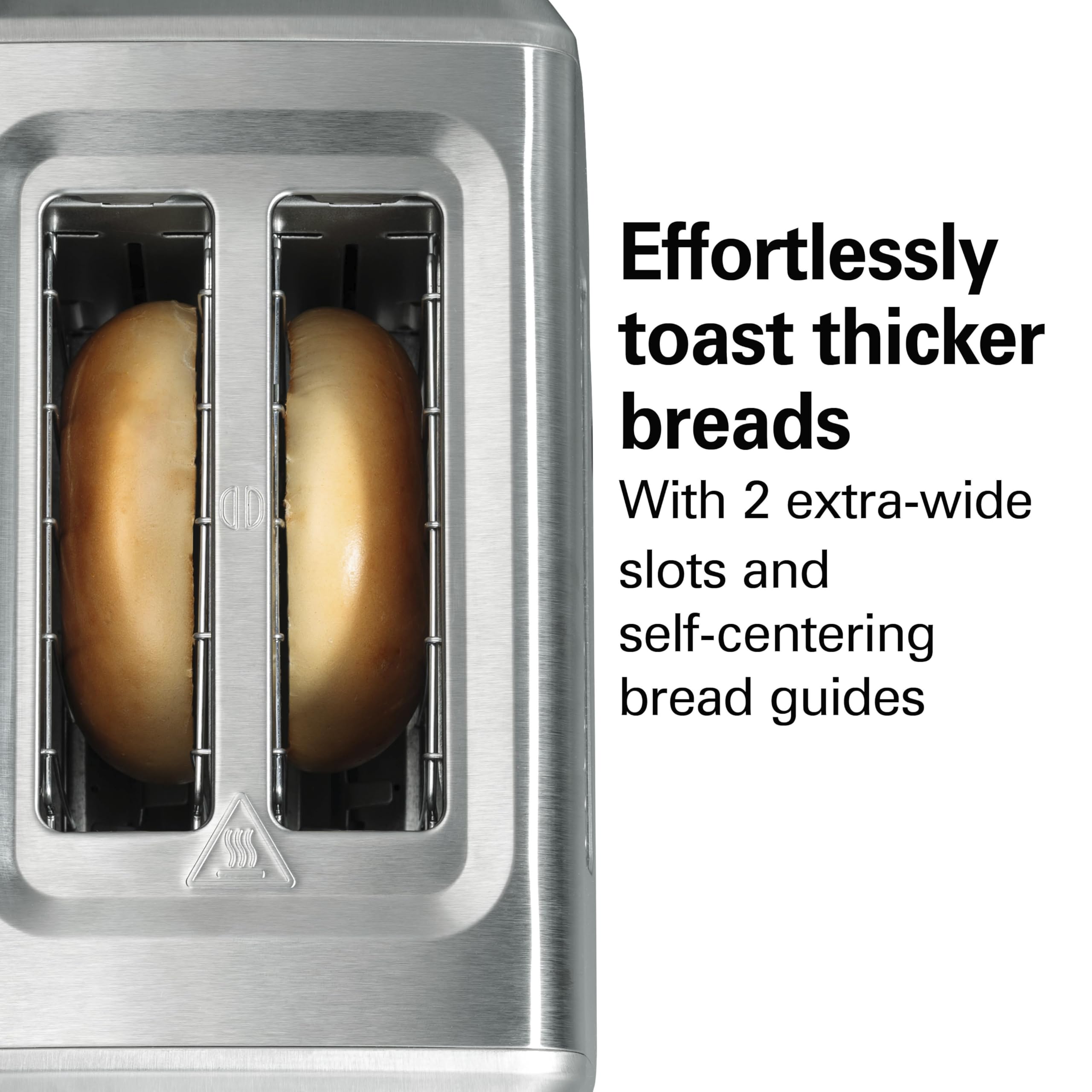 Hamilton Beach 2 Slice Toaster with Extra-Wide Slots, Bagel Setting, Toast Boost, Slide-Out Crumb Tray, Auto-Shutoff & Cancel Button, Defrost Function, Stainless Steel (22794)