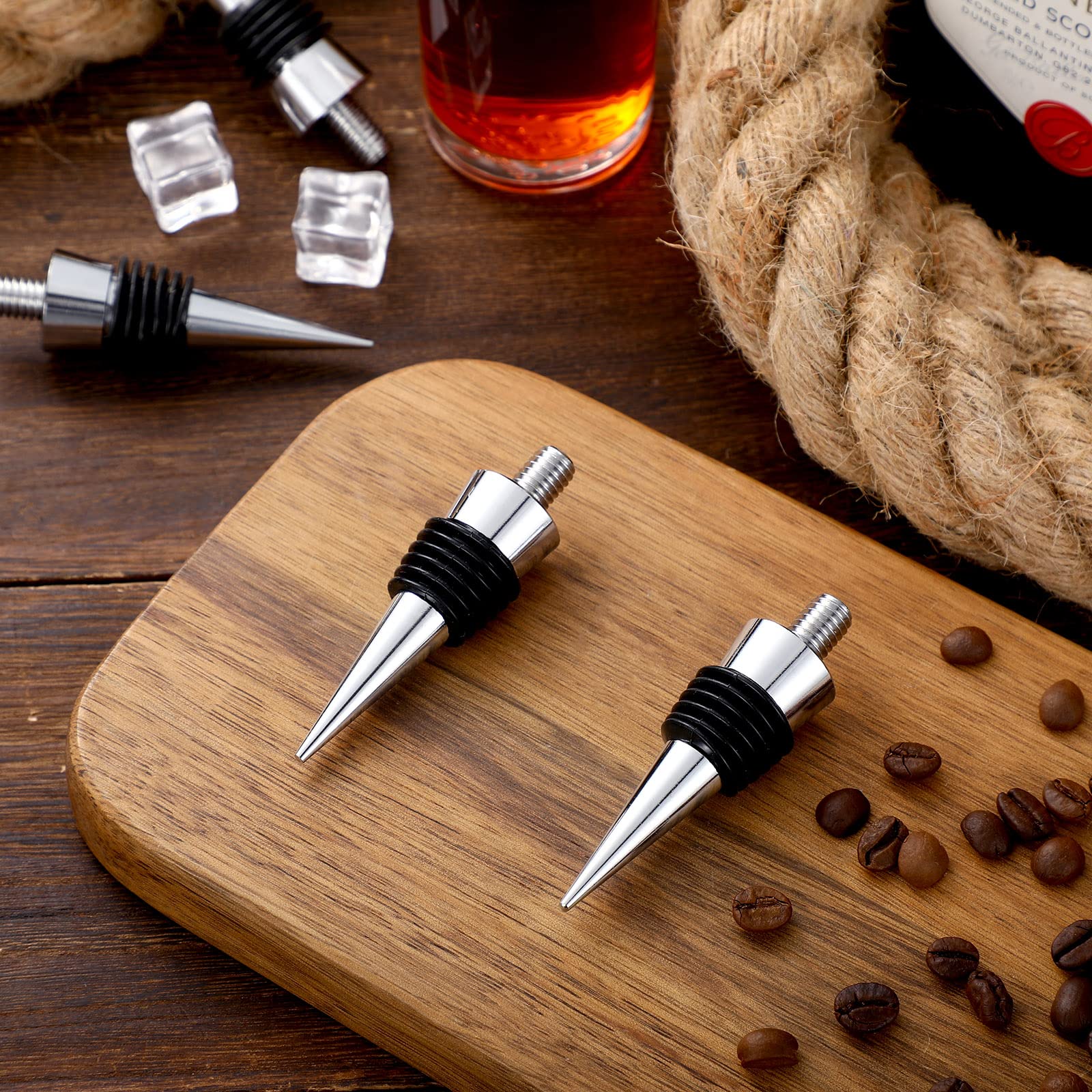 6 Pieces Metal Bottle Stopper 16 x 3/8 Blank Stainless Steel Wine Bottle Stopper Kit Reusable Wine Saver Corks Chrome Bottle Stopper Set Hardware for Wedding Wine Party Bar Turning
