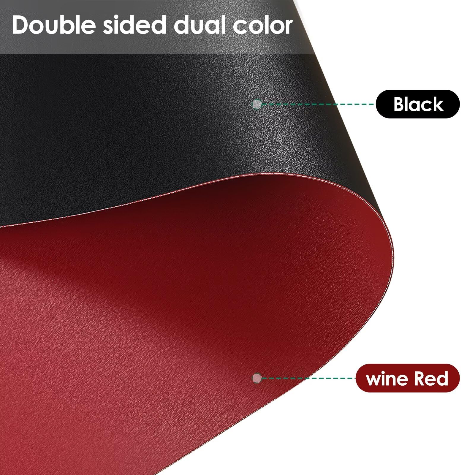 Zinkooat Faux Leather Table Cover,1.8mm Thick,17x72 Inch Desk Cover,Dresser Cover Top,Dresser Protector Top,Dresser Cover,End Table Cover.(Black+Wine Red,17x72)