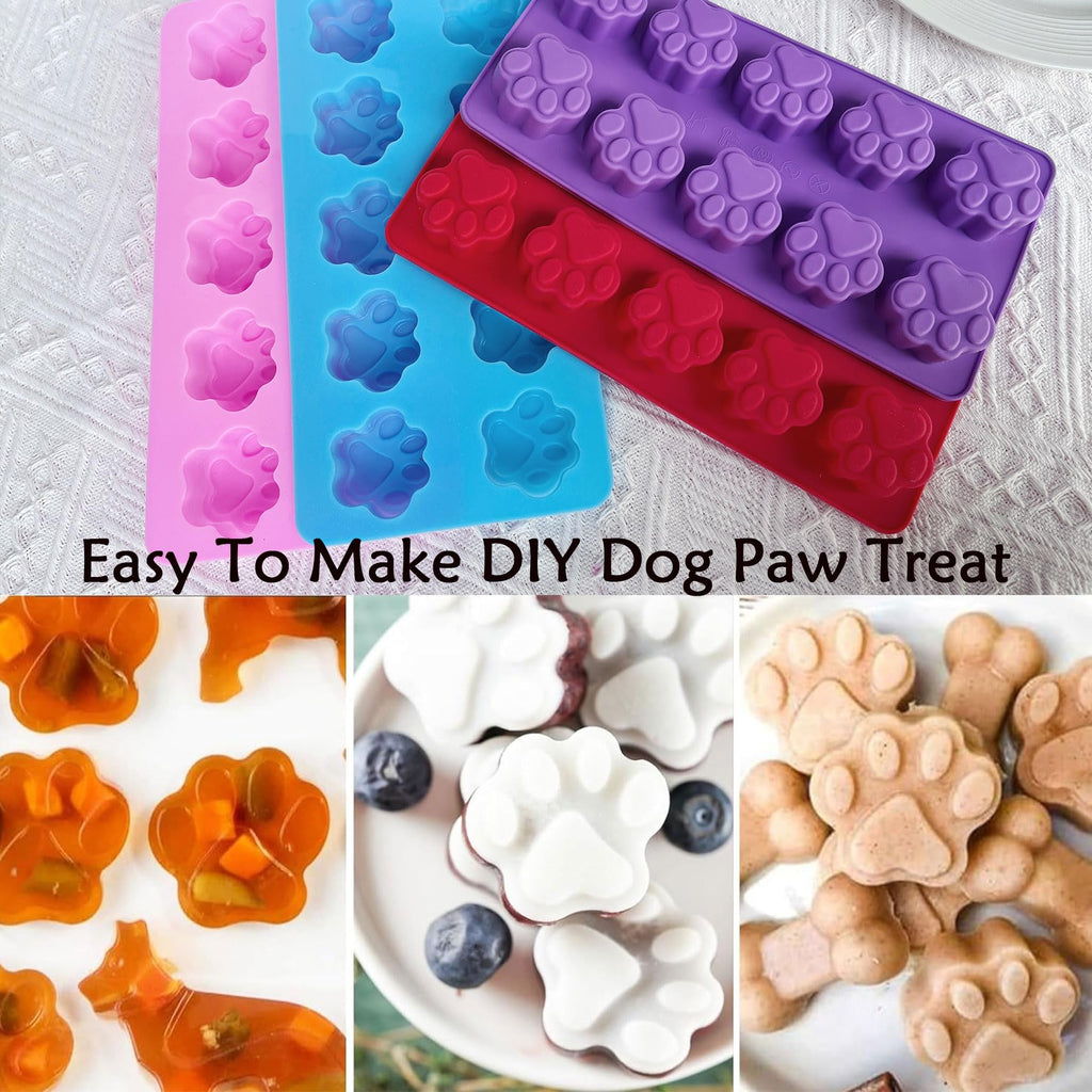 SAGOOITS 8PCS Silicone Molds Puppy Dog Paw and Bone Shape, Reusable Silicone Chocolate Molds, Non-Stick gummy molds, Dog Treat Molds, Used for Chocolate, Candy,Pudding, Jelly,Ice Cube,Biscuits