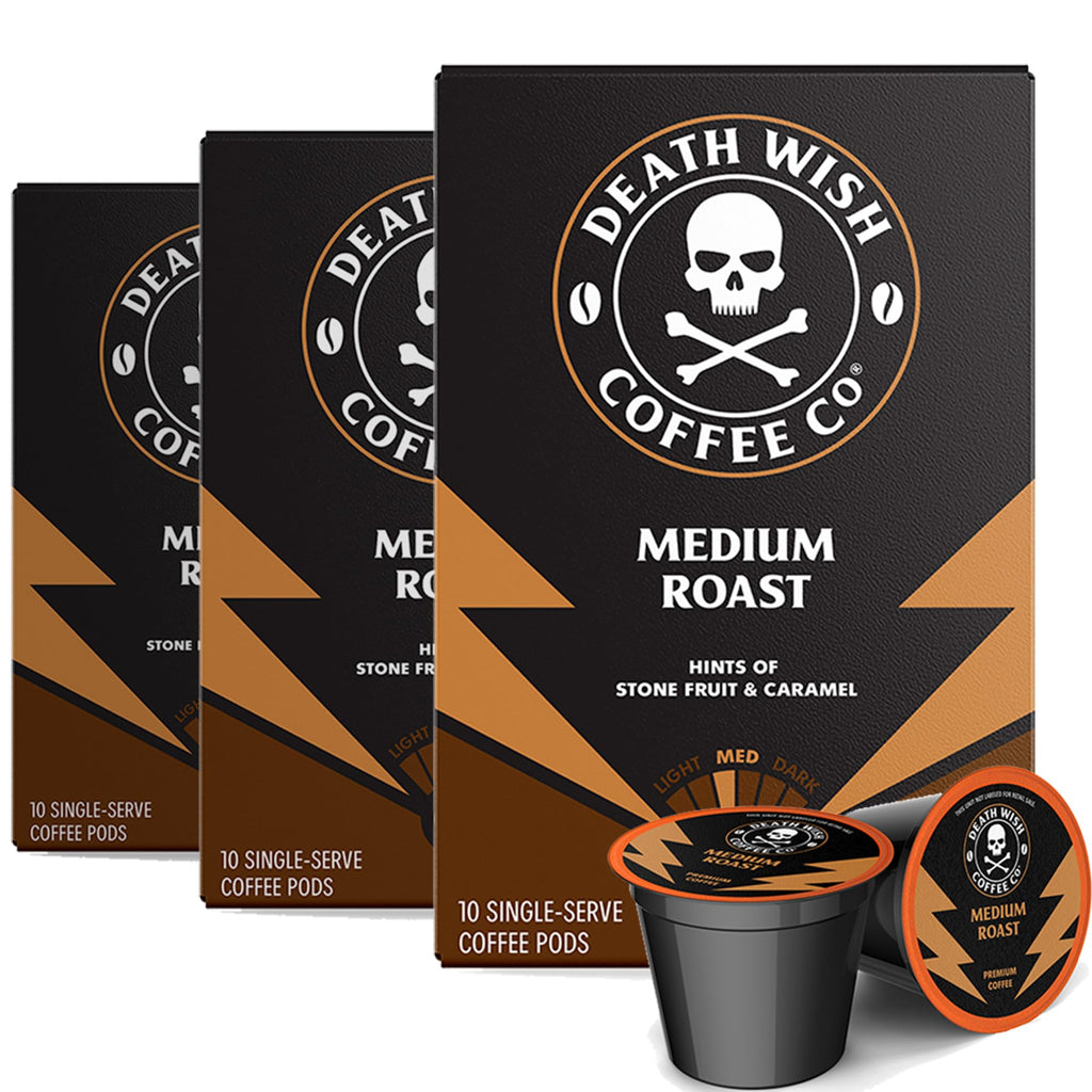 Death Wish Coffee Medium Roast Single Serve Coffee Pods, Organic, 30 Count