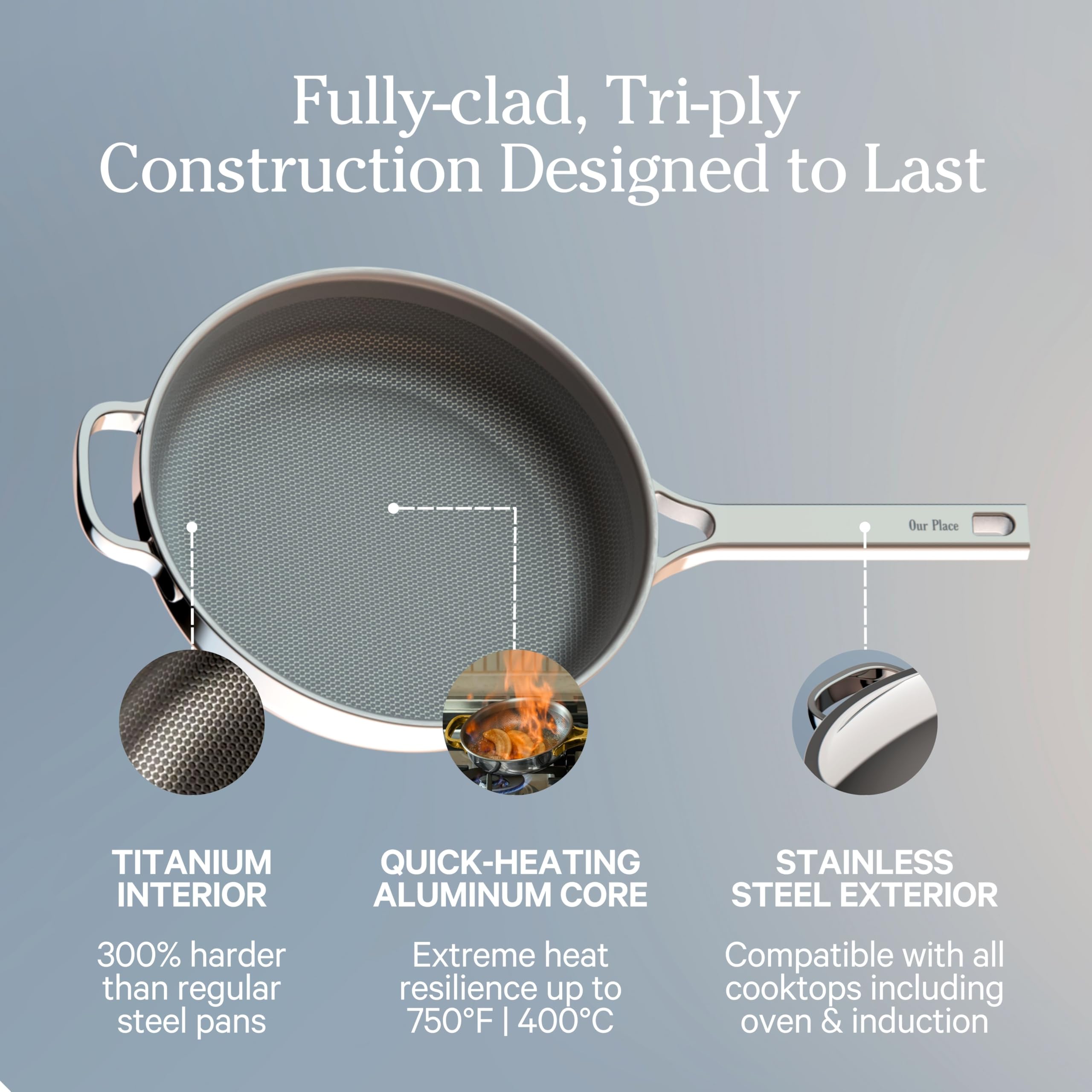 Our Place Mini Titanium Pro Cookware Duo | 6-Piece Tri-Ply Titanium Cookware Set with Always Pan Pro & Perfect Pot Pro | Non-Toxic No-Coating Nonstick | Induction & Oven-Safe up to 750°F | Gold