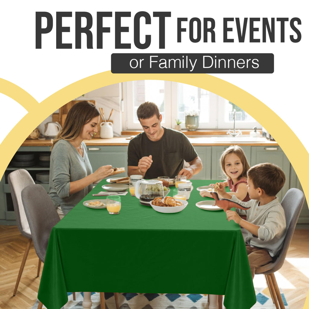 Party Solids 66% Thicker Premium Plastic Table Cloth Rectangle Table Cover 0.5 Mil 6 Pack Emerald Green Table Cloth 54 Inch x 108 Inch Disposable Tablecloth Won't Tear Easily Like Cheap Thin Brands