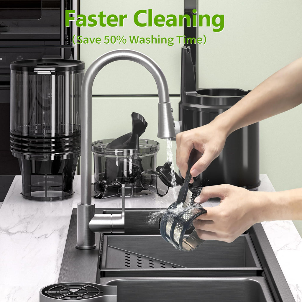 Cold Press Juicer – 6.5" Extra Large Feed Chute Fit Hands-Free Electric Masticating Juicer Machine, 350W Slow Masticating Juicer Machine for Whole Fruit and Vegetables – Easy Cleanup & Assembly.