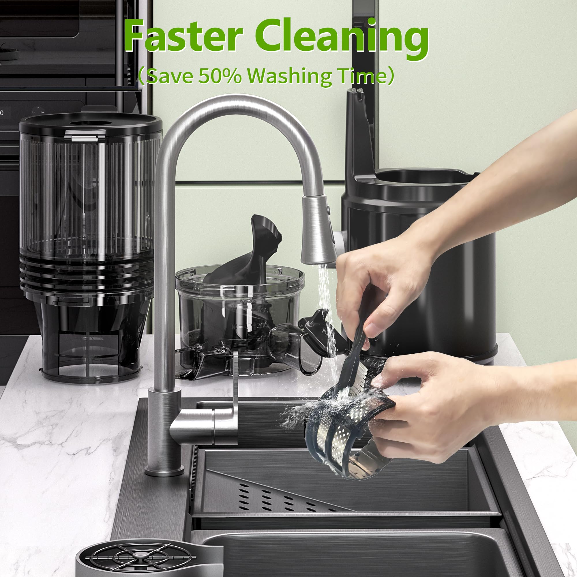 Cold Press Juicer – 6.5" Extra Large Feed Chute Fit Hands-Free Electric Masticating Juicer Machine, 350W Slow Masticating Juicer Machine for Whole Fruit and Vegetables – Easy Cleanup & Assembly.