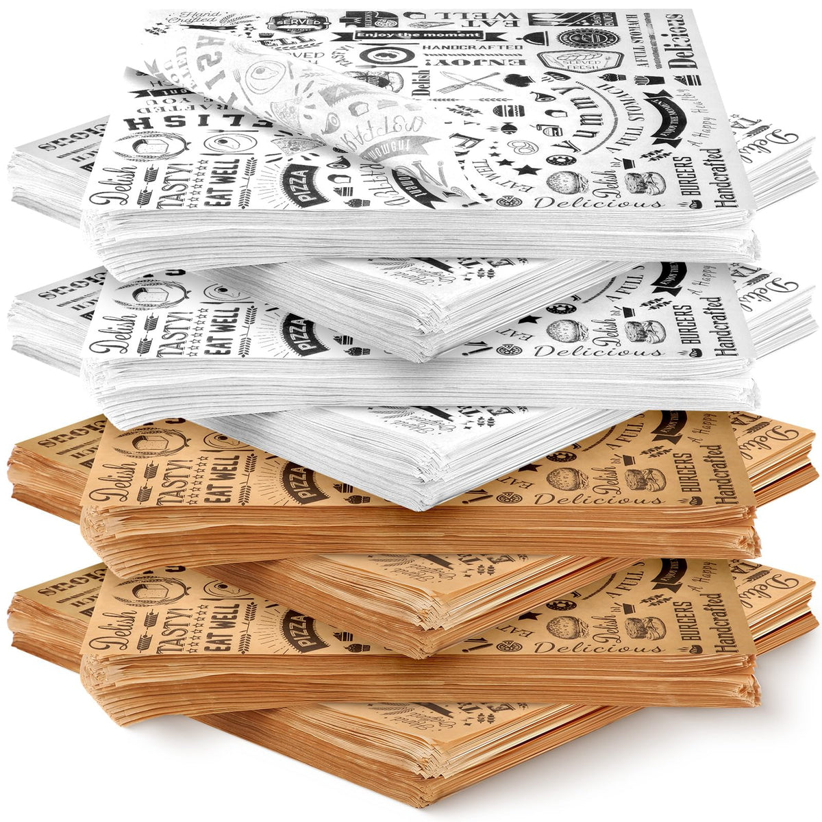 Outus 1800 Pcs 12 x 12 Inch Deli Wax Paper Sheets, Brown