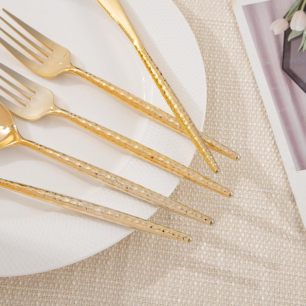 LIYH 102Pcs Gold Heavy Duty Plastic Silverware Set for Wedding Parties