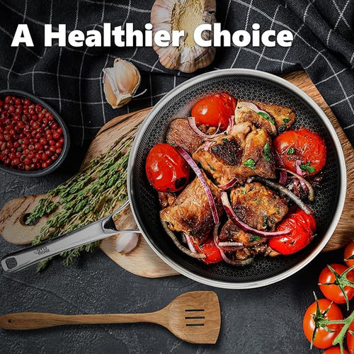 11.4 inch Frying Skillets Nonstick with Lid,non stick Stainless Steel Pans