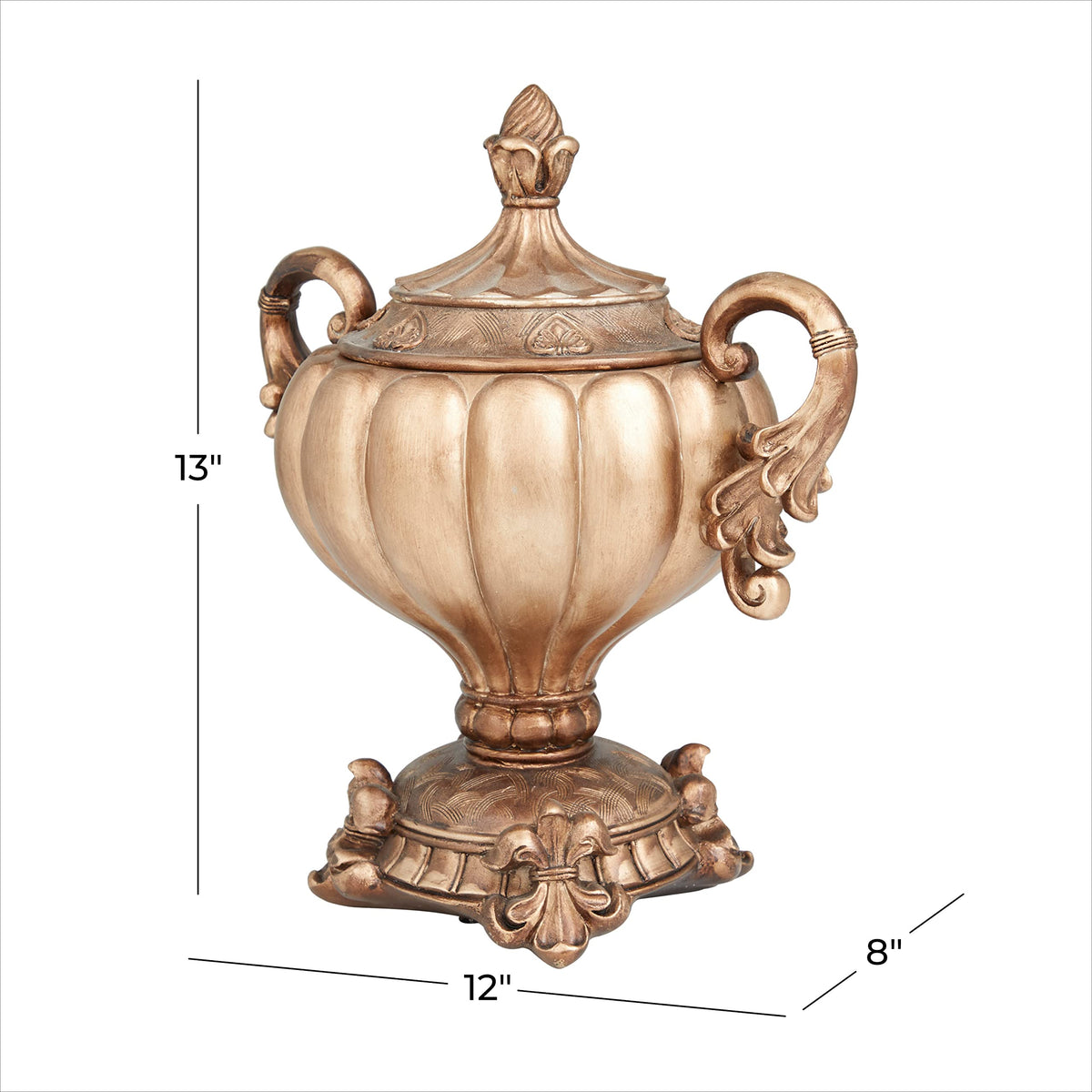 Deco 79 Polystone Solid Decorative Jars, 12" x 8" x 13", Bronze