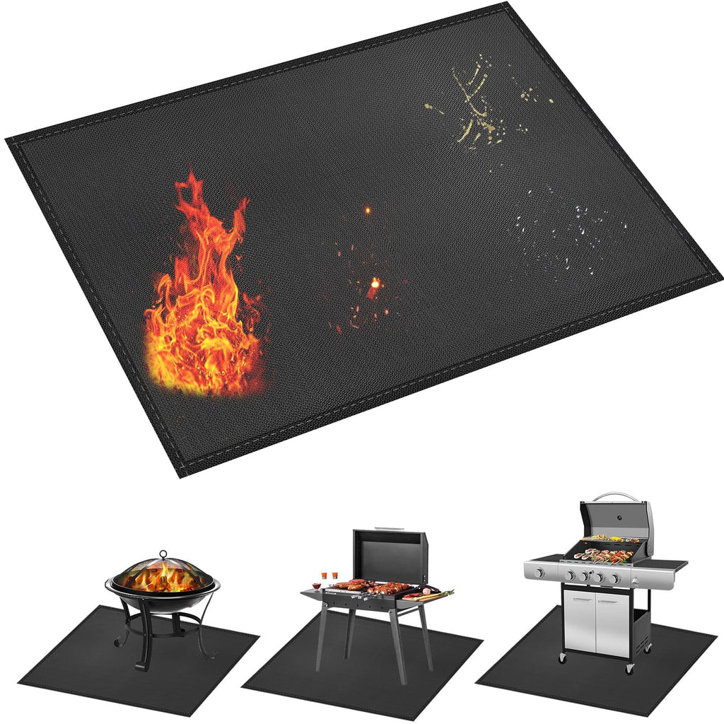 kanhiro Grill Mats for Outdoor Grill 59x39 Inch Fireproof Double-Sided Grill Matt and Deck Protector, Oil-Proof Waterproof BBQ, Grill Pad for Patio, Floor, Lawn Protection