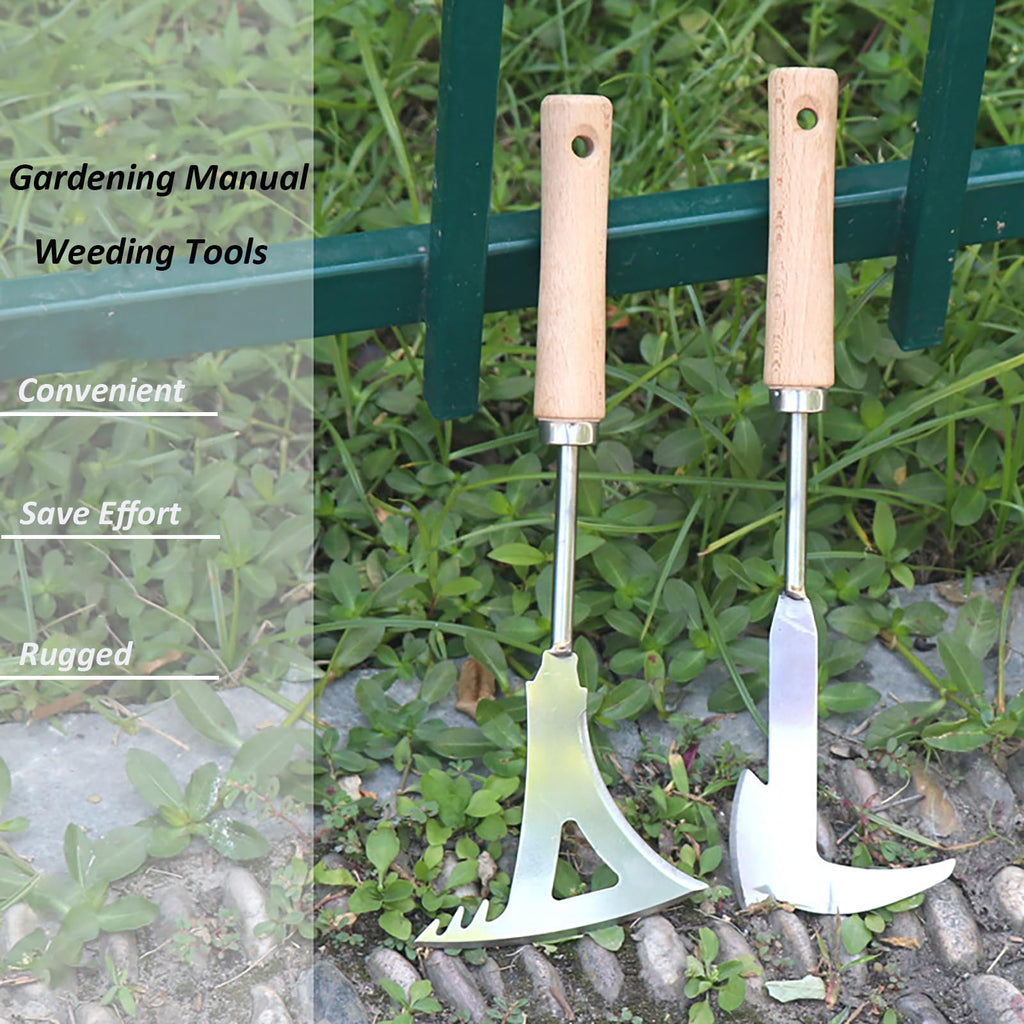 KSOUSLATU Weed Puller Tool, Manual Stainless Steel Weeding Tool, Triangle Shape for Lawn Vegetable Garden Farm Planting