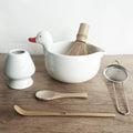Matcha Whisk Set, Matcha Set with Cute Duck Inspired Matcha Bowl with Spout & Handle, Bamboo Whisk (Chasen), Holder, Scoop, Sifter, Complete Matcha Kit for Latte, Gifts