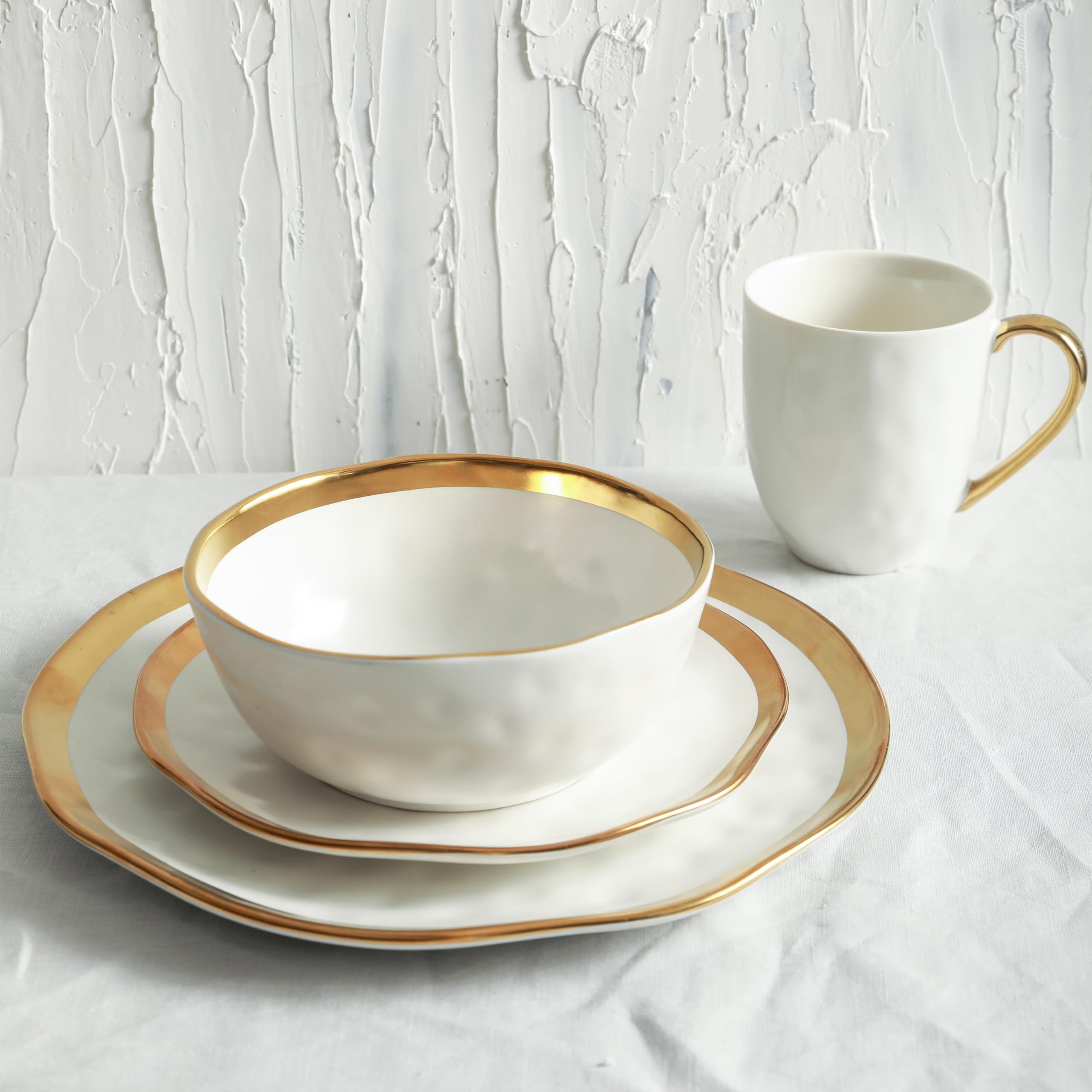 Stone Lain Florian Modern Porcelain Dish Set, 32-Piece Dishes for 8, White
