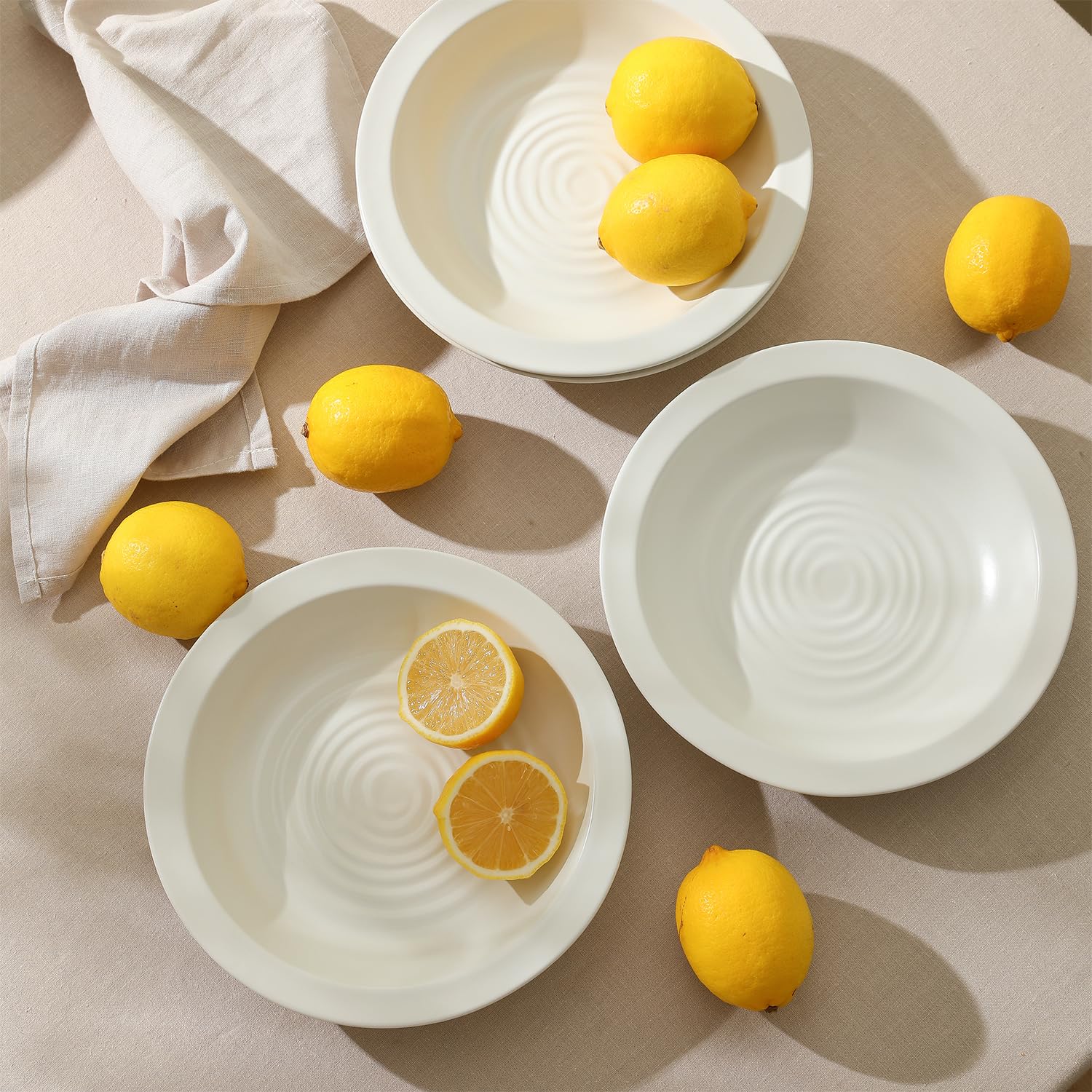 Stone Lain Orbit Pasta Bowls Set, 18.2 Oz - White, Set of 4