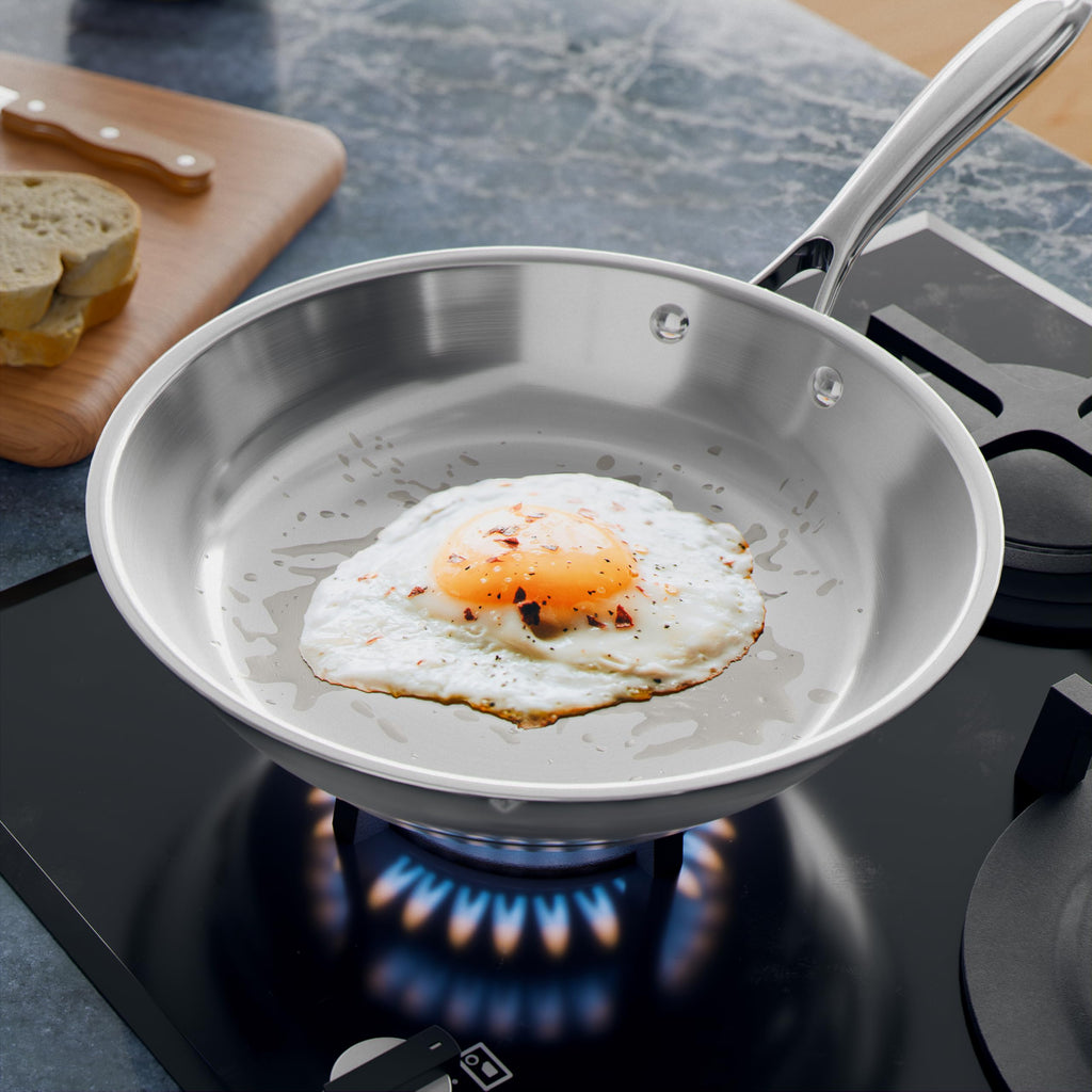 Verel Stainless Steel Frying Pan - 8 Inch Fry Skillet Stainless Steel Pan, Dishwasher and Oven Safe Cookware
