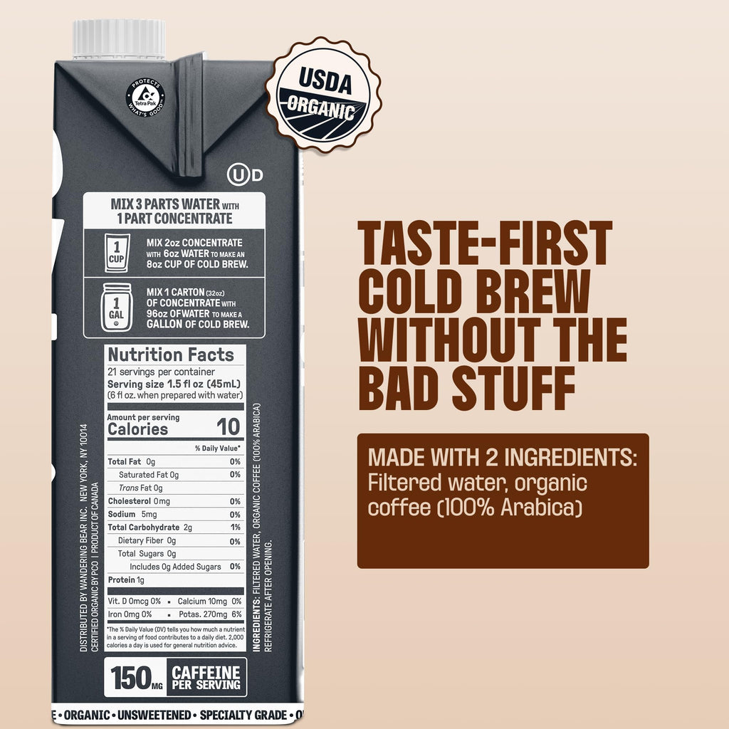 Wandering Bear Organic Cold Brew Concentrate in a Box - 32 fl oz