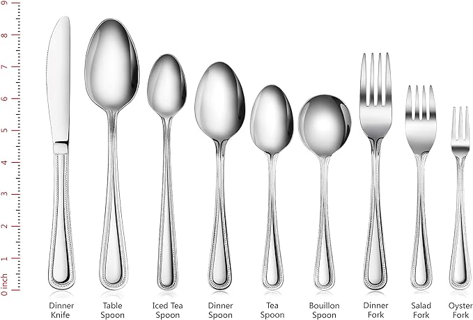 New Star Foodservice 58505 Bead Pattern 18/0 Stainless Steel, Oyster Fork 6-Inch Set of 12