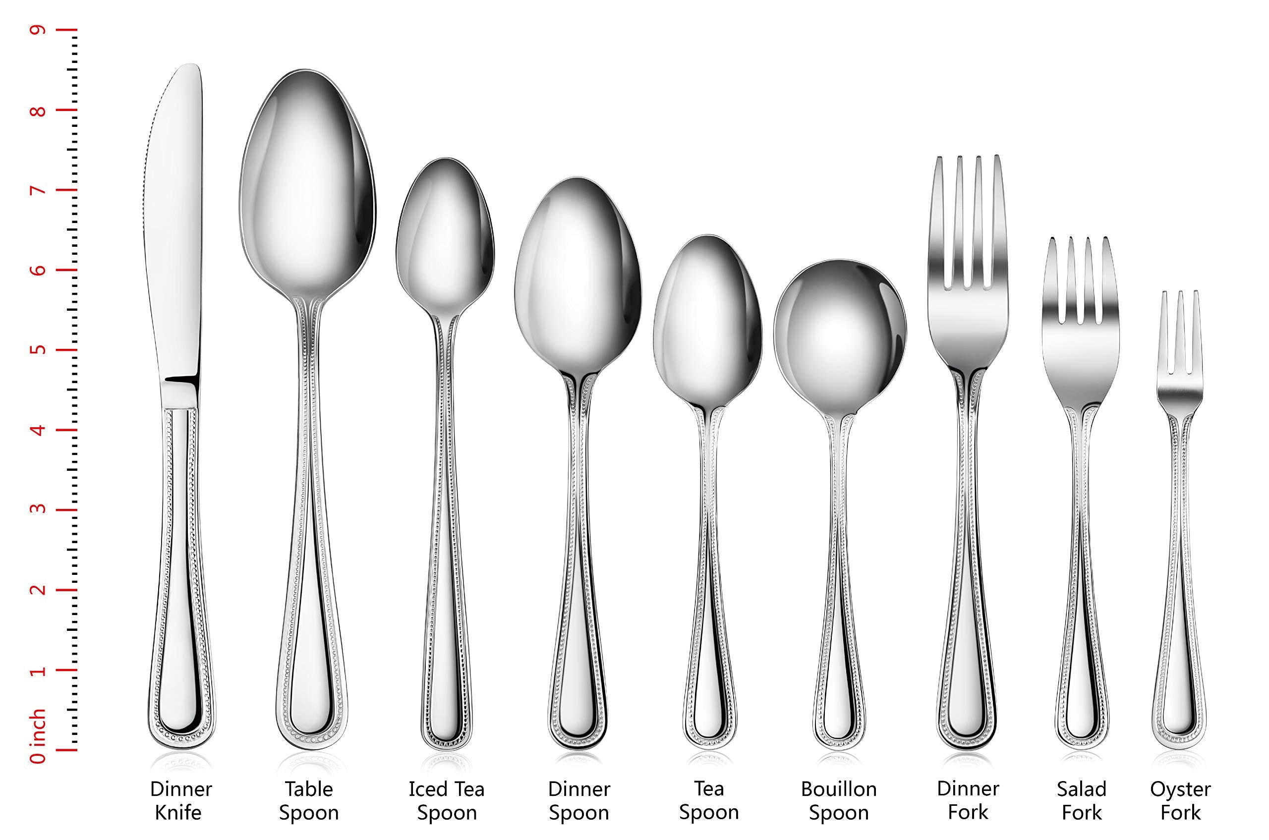 New Star Foodservice Bead Pattern Stainless Steel Dinner Knife, 8.5-Inch, Set of 12, Commercial Grade