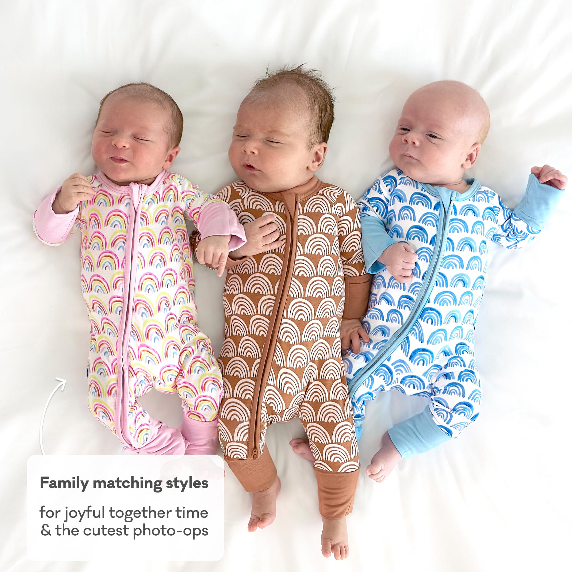 Little Sleepies Baby Pajamas, Pastel Rainbows, 6-12M