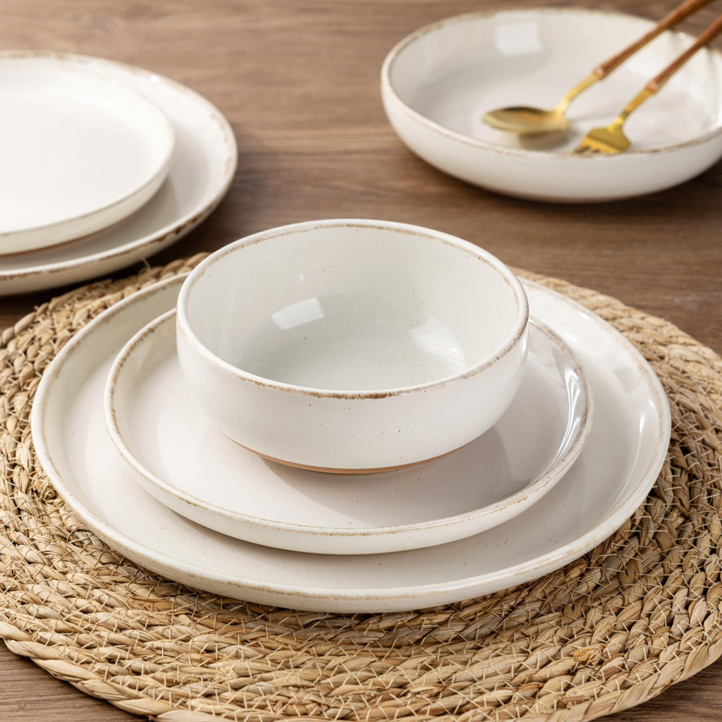 AmorArc Dinnerware Sets for 6, 24 Pieces Ceramic Plates and Bowls Set