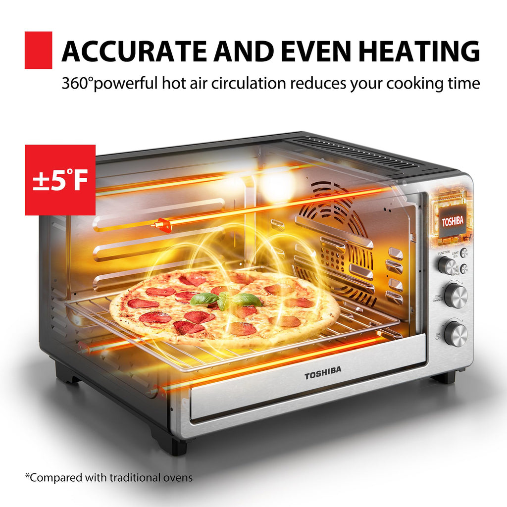 TOSHIBA ChefFry Air Fryer Toaster Oven Combo, 26.4 QT Large Capacity, 12-in-1 Countertop Toaster Oven, Stainless Steel