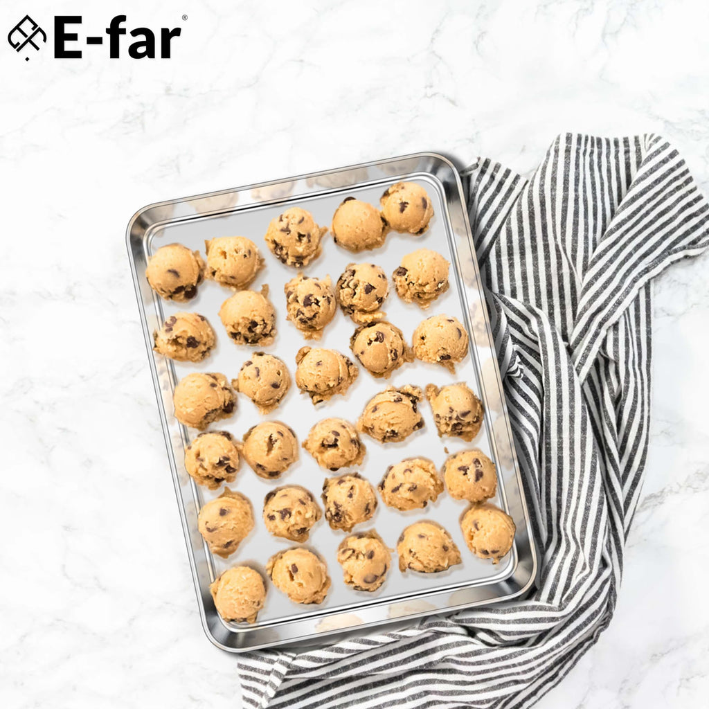 E-far Cookie Sheet for Baking, 18"x13" Stainless Steel Baking Sheet