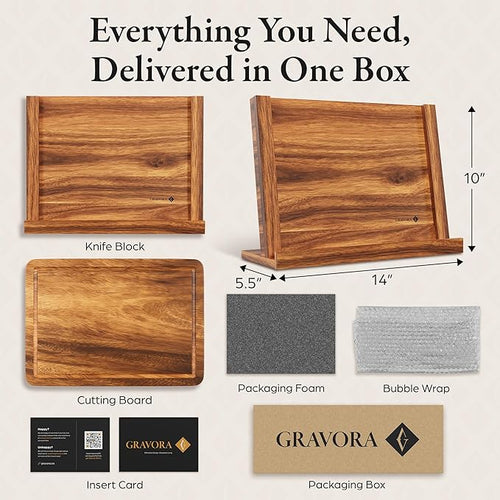 3 in 1 Magnetic Knife Block Stand, 14"x10" Cutting Board, Knife Sharpener - Wooden Magnetic Knife Holder - Acacia Display Holder Double Sided Storage Rack Magnets for Knives - No Assembly Required