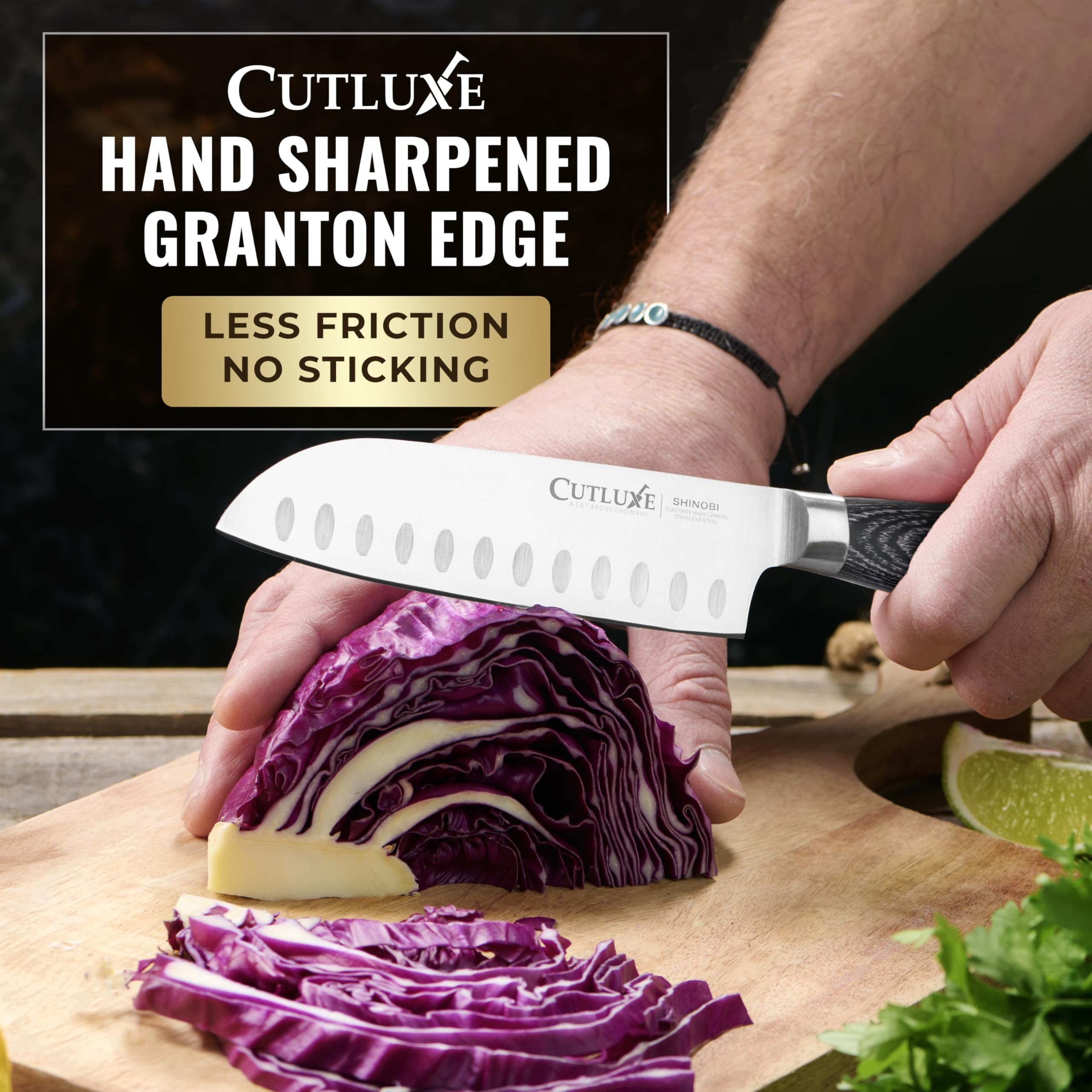 Cutluxe Santoku Knife, 5" Japanese Meat & Vegetable Knife for Chopping