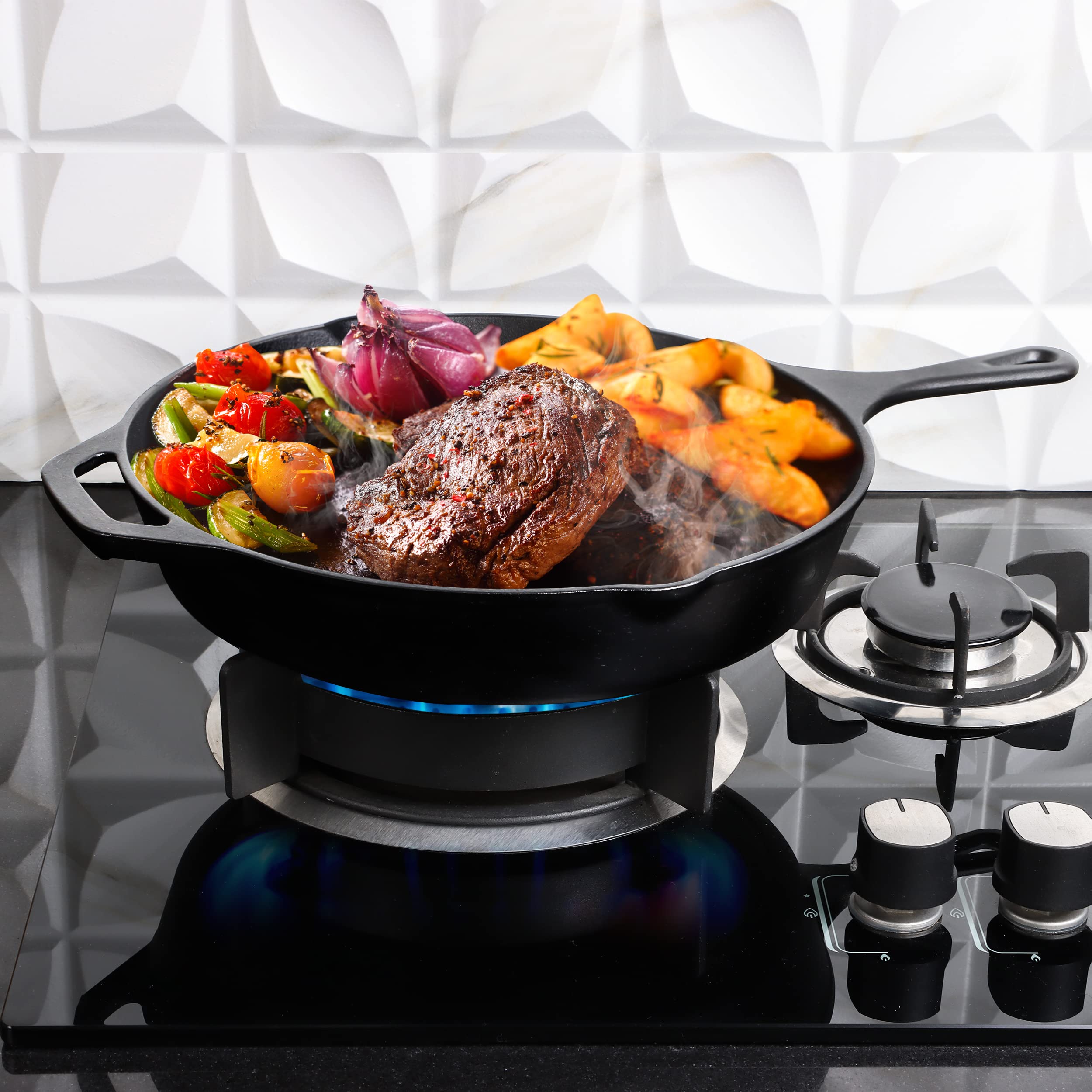 Utopia Kitchen Cast Iron Skillet 10.25 Inch Pre-Seasoned PFAS-Free Black