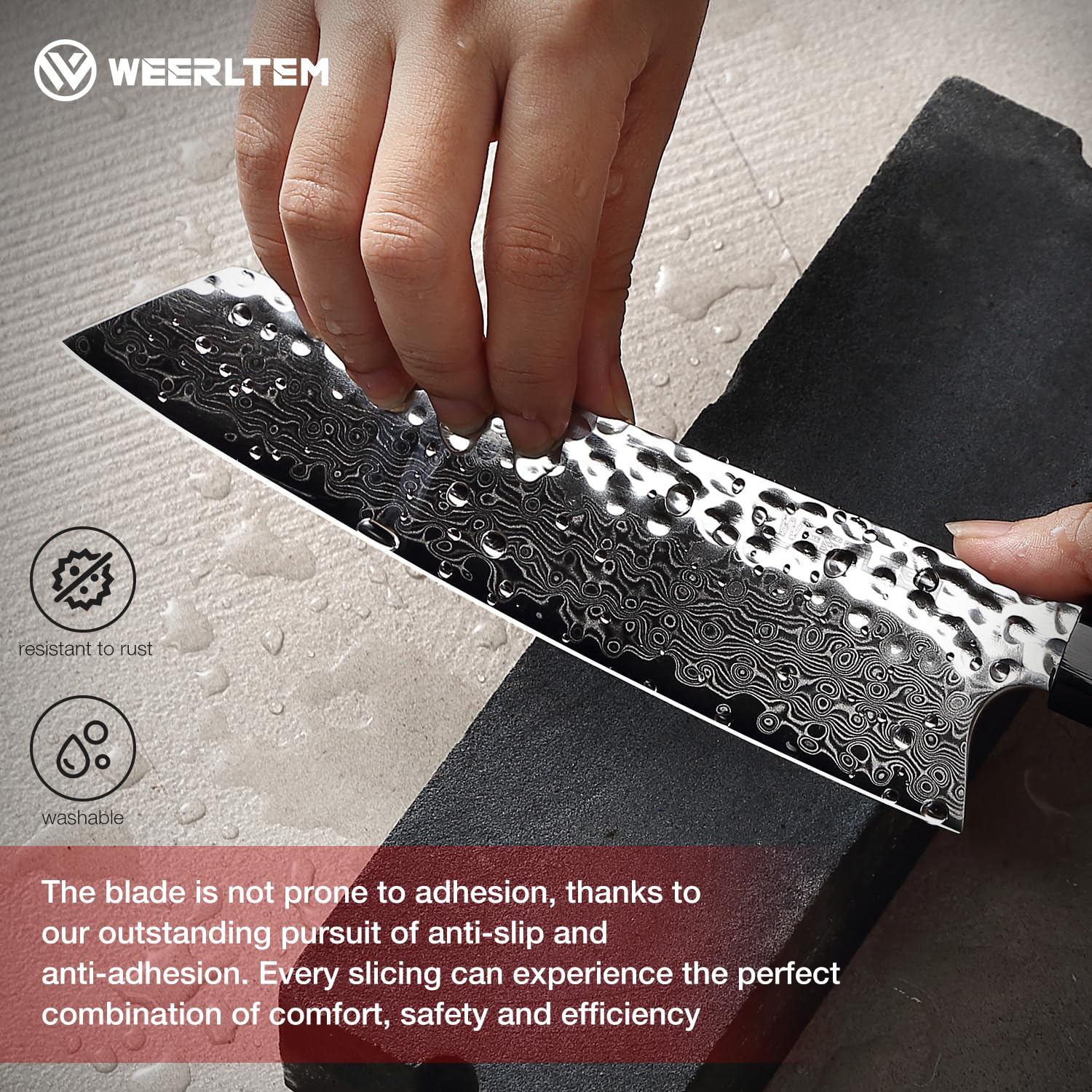 WEERLTEM Kiritsuke Chef Knife 8 Inch, Hand-forged 67-Layer VG10 High Carbon Steel Japanese Damascus Chef Knife, Ultra Sharp Hammered Damascus Chef Knife with Octagonal Ebony Handle & Gift Box