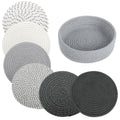 BUEDM 8 Inch Trivets for Hot Dishes, 6 Pcs Cotton Hot Pads with Basket