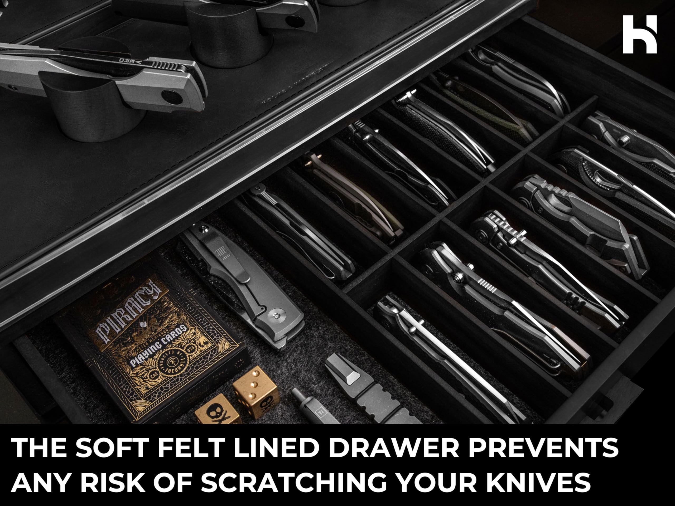 Holme & Hadfield 30 Knife Wooden Pocket Knife Display Case with Drawer