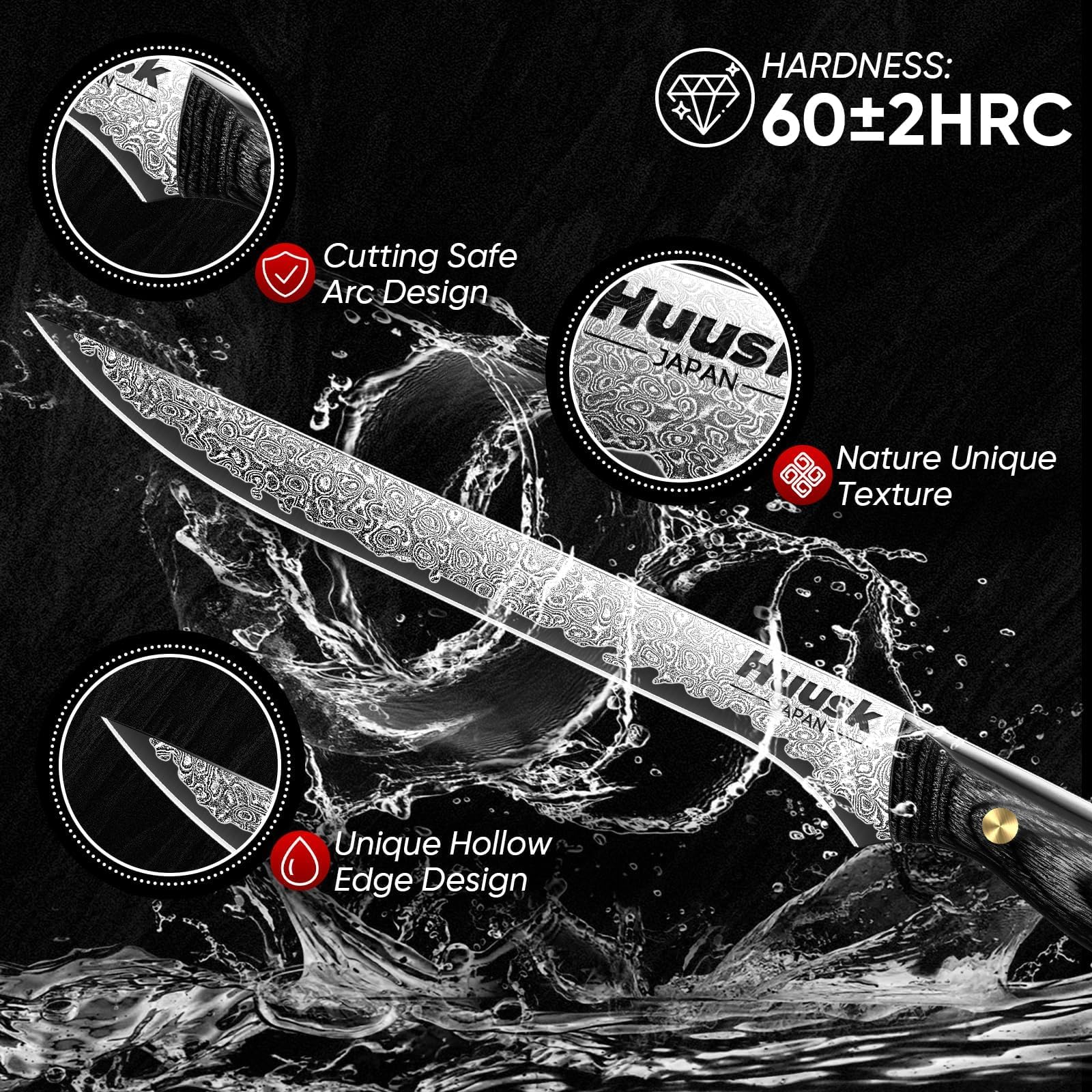 Huusk Damascus Boning Knife 8 inch Brisket Trimming Knives