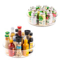 2 Pack Lazy Susan Cabinet Organizer with Handle 12 inch, Clear Spinning Lazy Susan Turntable for Pantry, Kitchen Sink, Corner Cabinet, Bathroom, Countertop, Non-Skid Liners Included, Free Rotating