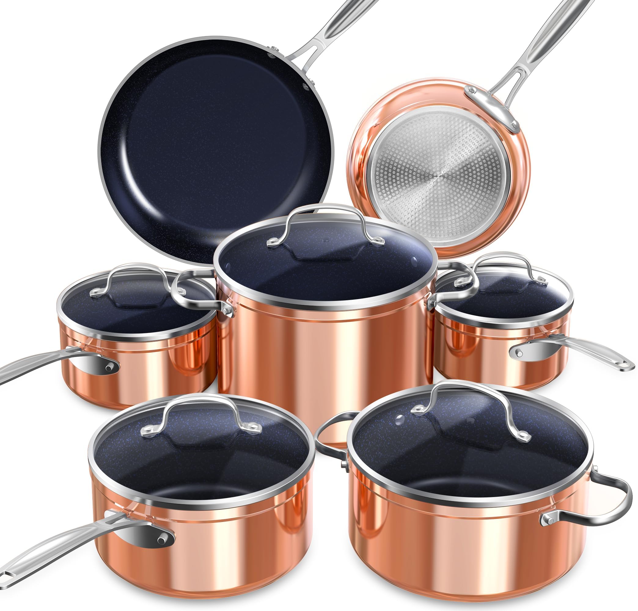 Nuwave Healthy Duralon Blue Ceramic Nonstick Cookware Set, PFAS Free